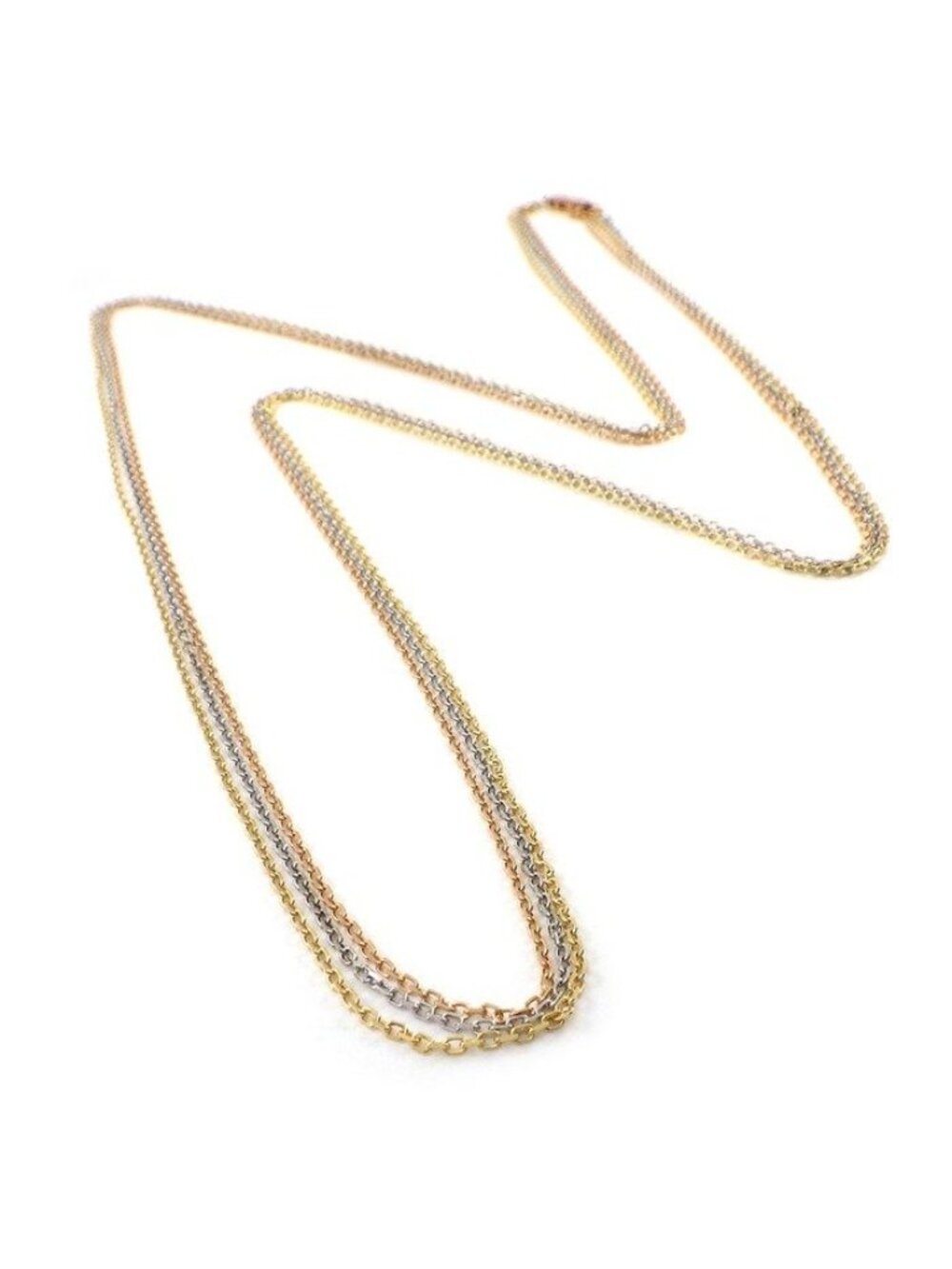 Cartier Long Necklace Trinity Triple Strand Chain 18K Pink Gold 18K White 18K